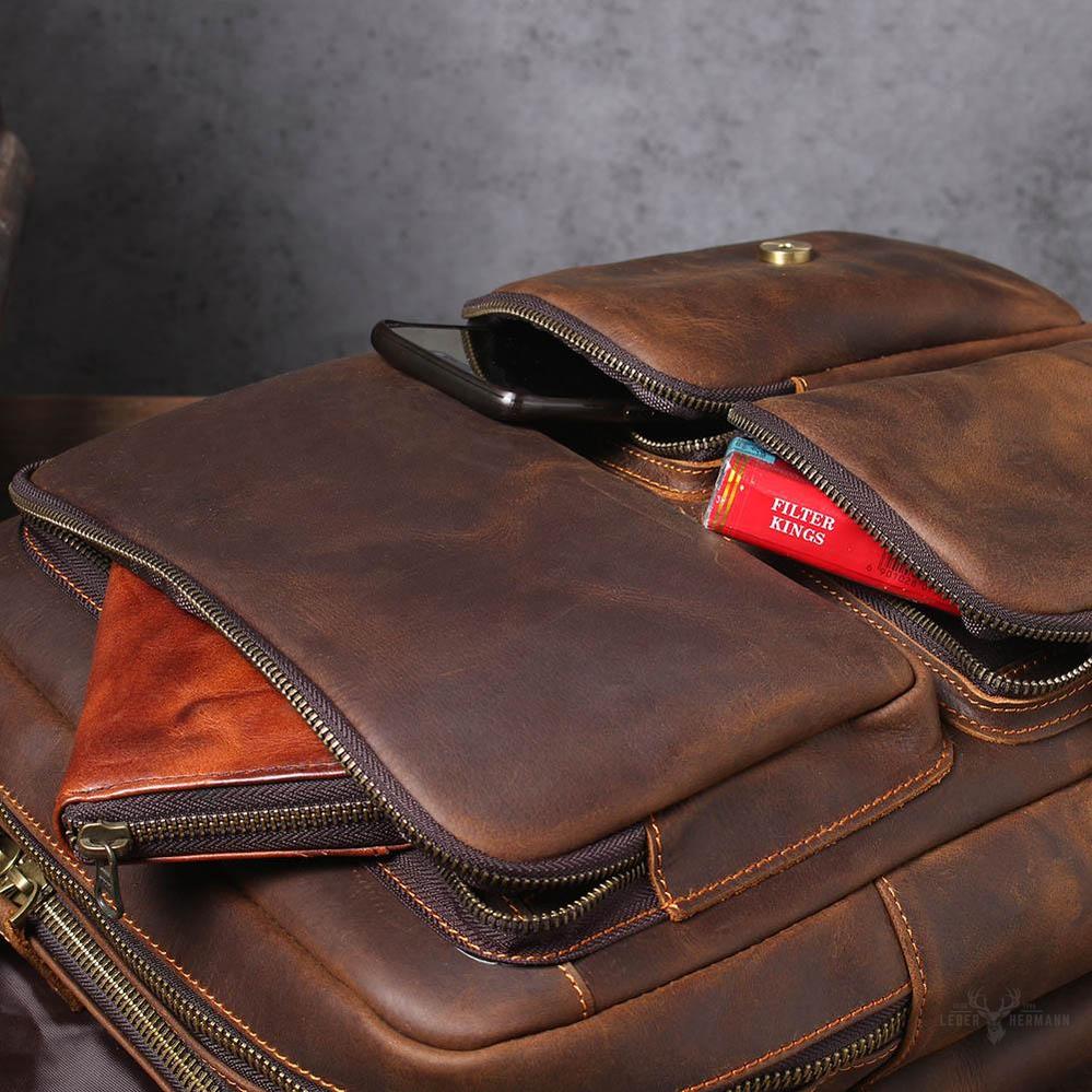 Brown leather backpack | BIEFELD