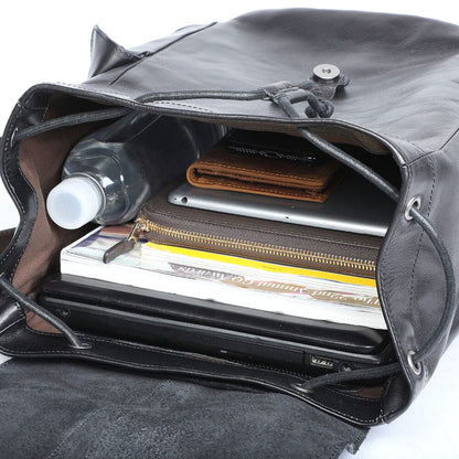 Small black leather backpack | BODO