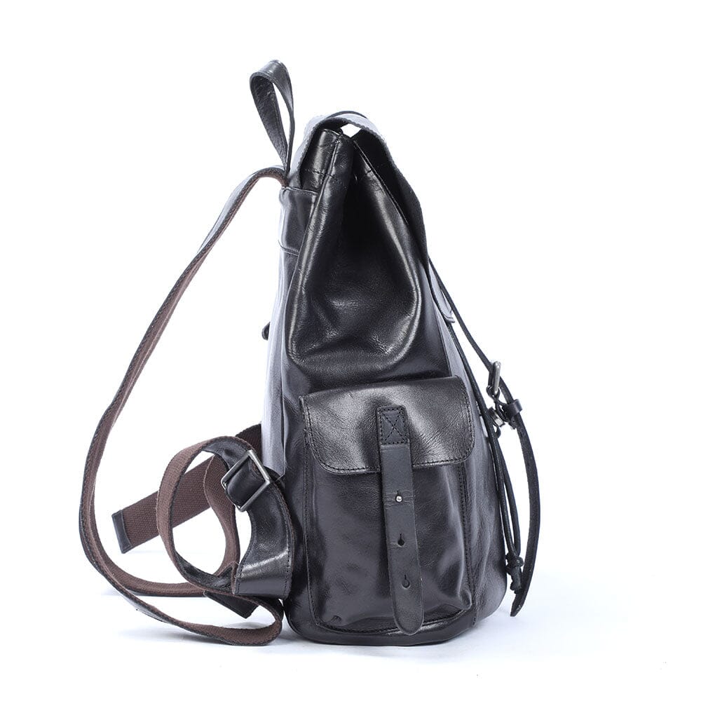 Small black leather backpack | BODO