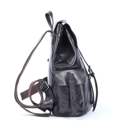 Small black leather backpack | BODO