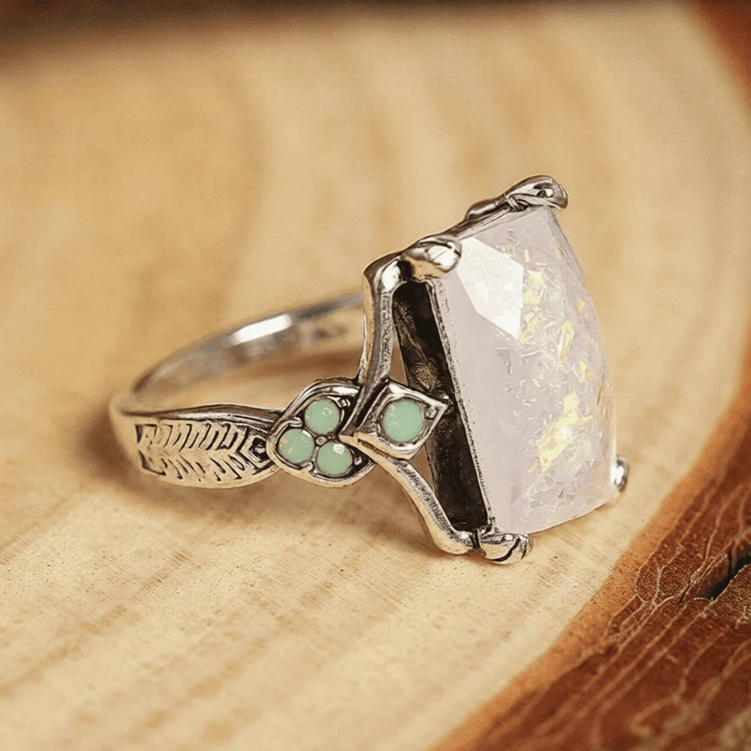 Vintage White Opal Silver Ring
